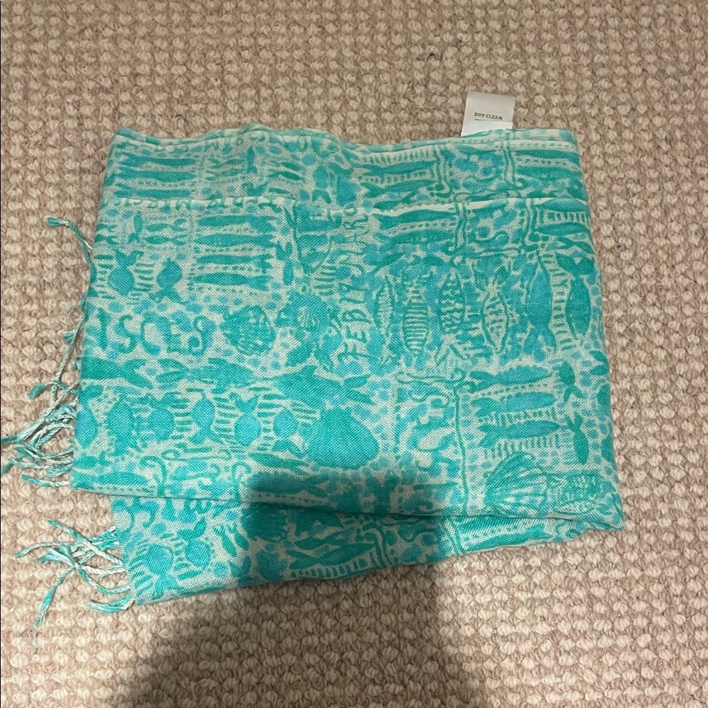 Lilly Pulitzer Turquoise and White Scarf